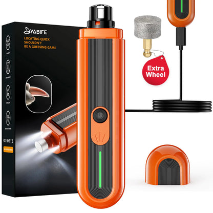 YABIFE 4-Lights Dog Nail Grinder Easy Quick Locate Dog Nail Trimmers for Puppy Paw Toenails or Pets from Small Medium to Large with Travel Lock Whisper Quiet Heavy Duty 3 Speeds