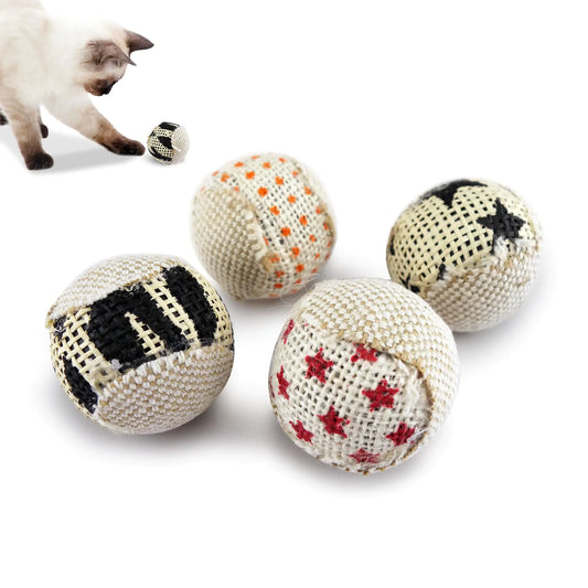 TTcat Canvas Cat Toys Balls Cat Toys for Indoor Cats Interactive Cat Chew Toys for Cat Kitty Kitten4 Pack